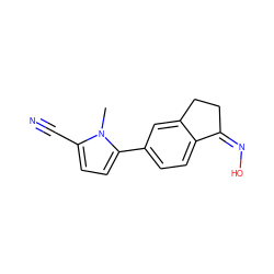 Cn1c(C#N)ccc1-c1ccc2c(c1)CC/C2=N/O ZINC000101285226