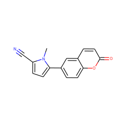 Cn1c(C#N)ccc1-c1ccc2oc(=O)ccc2c1 ZINC000072127938