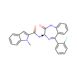 Cn1c(C(=O)N[C@@H]2N=C(c3ccccc3F)c3ccccc3NC2=O)cc2ccccc21 ZINC000013601736