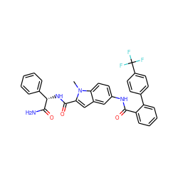 Cn1c(C(=O)N[C@H](C(N)=O)c2ccccc2)cc2cc(NC(=O)c3ccccc3-c3ccc(C(F)(F)F)cc3)ccc21 ZINC000059228170