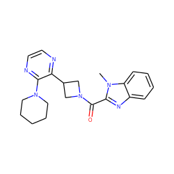 Cn1c(C(=O)N2CC(c3nccnc3N3CCCCC3)C2)nc2ccccc21 ZINC000140195860