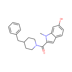 Cn1c(C(=O)N2CCC(Cc3ccccc3)CC2)cc2ccc(O)cc21 ZINC000035259667