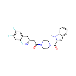 Cn1c(C(=O)N2CCN(C(=O)C[C@H](N)Cc3cc(F)c(F)cc3F)CC2)cc2ccccc21 ZINC000084713947