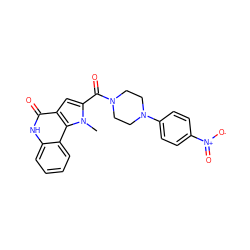 Cn1c(C(=O)N2CCN(c3ccc([N+](=O)[O-])cc3)CC2)cc2c(=O)[nH]c3ccccc3c21 ZINC000015953291