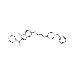 Cn1c(C(=O)N2CCOCC2)cc2cc(OCCCC3CCN(Cc4ccccc4)CC3)ccc21 ZINC000103248347