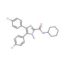 Cn1c(C(=O)NC2CCCCC2)nc(-c2ccc(Cl)cc2)c1-c1ccc(Cl)cc1 ZINC000028120604