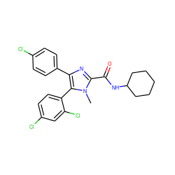 Cn1c(C(=O)NC2CCCCC2)nc(-c2ccc(Cl)cc2)c1-c1ccc(Cl)cc1Cl ZINC000028345245