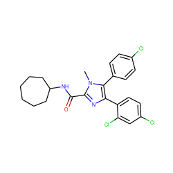 Cn1c(C(=O)NC2CCCCCC2)nc(-c2ccc(Cl)cc2Cl)c1-c1ccc(Cl)cc1 ZINC000028340737