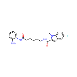 Cn1c(C(=O)NCCCCCC(=O)Nc2ccccc2N)cc2cc(F)ccc21 ZINC000117584784