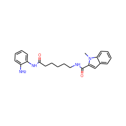 Cn1c(C(=O)NCCCCCC(=O)Nc2ccccc2N)cc2ccccc21 ZINC000117586145