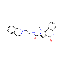 Cn1c(C(=O)NCCN2CCc3ccccc3C2)cc2c(=O)[nH]c3ccccc3c21 ZINC000008578790