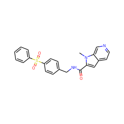 Cn1c(C(=O)NCc2ccc(S(=O)(=O)c3ccccc3)cc2)cc2ccncc21 ZINC000096282802