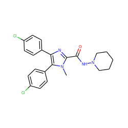 Cn1c(C(=O)NN2CCCCC2)nc(-c2ccc(Cl)cc2)c1-c1ccc(Cl)cc1 ZINC000028121444