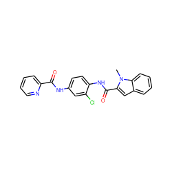 Cn1c(C(=O)Nc2ccc(NC(=O)c3ccccn3)cc2Cl)cc2ccccc21 ZINC000082152805