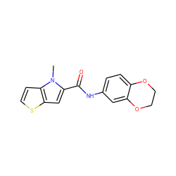 Cn1c(C(=O)Nc2ccc3c(c2)OCCO3)cc2sccc21 ZINC000004373820