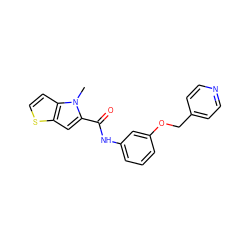 Cn1c(C(=O)Nc2cccc(OCc3ccncc3)c2)cc2sccc21 ZINC001772656165