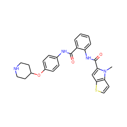 Cn1c(C(=O)Nc2ccccc2C(=O)Nc2ccc(OC3CCNCC3)cc2)cc2sccc21 ZINC001772602794