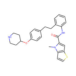 Cn1c(C(=O)Nc2ccccc2CCc2ccc(OC3CCNCC3)cc2)cc2sccc21 ZINC001772609032