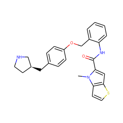 Cn1c(C(=O)Nc2ccccc2COc2ccc(C[C@H]3CCNC3)cc2)cc2sccc21 ZINC001772655057