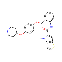 Cn1c(C(=O)Nc2ccccc2COc2ccc(OC3CCNCC3)cc2)cc2sccc21 ZINC001772576609