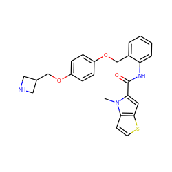 Cn1c(C(=O)Nc2ccccc2COc2ccc(OCC3CNC3)cc2)cc2sccc21 ZINC001772643224