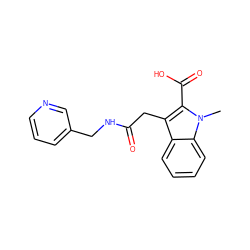 Cn1c(C(=O)O)c(CC(=O)NCc2cccnc2)c2ccccc21 ZINC000003660299