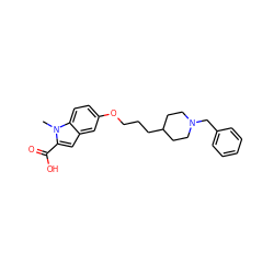 Cn1c(C(=O)O)cc2cc(OCCCC3CCN(Cc4ccccc4)CC3)ccc21 ZINC000103248344