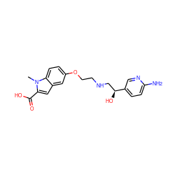 Cn1c(C(=O)O)cc2cc(OCCNC[C@H](O)c3ccc(N)nc3)ccc21 ZINC000026151230