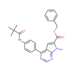 Cn1c(C(=O)OCc2ccccc2)cc2c(-c3ccc(NC(=O)C(C)(C)C)cc3)ncnc21 ZINC000653856186