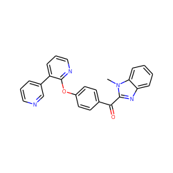 Cn1c(C(=O)c2ccc(Oc3ncccc3-c3cccnc3)cc2)nc2ccccc21 ZINC000299871045