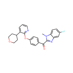 Cn1c(C(=O)c2ccc(Oc3ncccc3C3CCOCC3)cc2)nc2cc(F)ccc21 ZINC000139609779