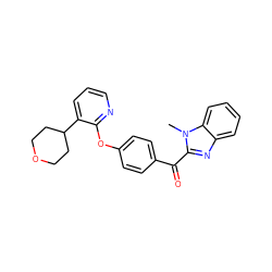 Cn1c(C(=O)c2ccc(Oc3ncccc3C3CCOCC3)cc2)nc2ccccc21 ZINC000169045120