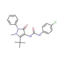 Cn1c(C(C)(C)C)c(NC(=O)Nc2ccc(Cl)cc2)c(=O)n1-c1ccccc1 ZINC000038157798