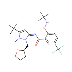 Cn1c(C(C)(C)C)c/c(=N/C(=O)c2cc(C(F)(F)F)ccc2ONC(C)(C)C)n1C[C@H]1CCCO1 ZINC000113477952