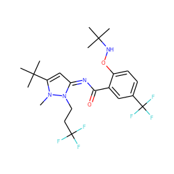 Cn1c(C(C)(C)C)c/c(=N/C(=O)c2cc(C(F)(F)F)ccc2ONC(C)(C)C)n1CCC(F)(F)F ZINC000113477255