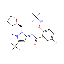 Cn1c(C(C)(C)C)c/c(=N\C(=O)c2cc(Cl)ccc2ONC(C)(C)C)n1C[C@H]1CCCO1 ZINC000113478492