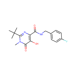 Cn1c(C(C)(C)C)nc(C(=O)NCc2ccc(F)cc2)c(O)c1=O ZINC000029047936