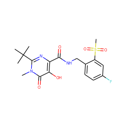 Cn1c(C(C)(C)C)nc(C(=O)NCc2ccc(F)cc2S(C)(=O)=O)c(O)c1=O ZINC000029047688