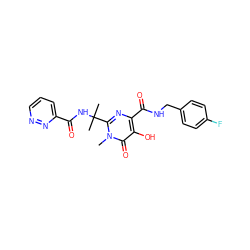 Cn1c(C(C)(C)NC(=O)c2cccnn2)nc(C(=O)NCc2ccc(F)cc2)c(O)c1=O ZINC000036925338