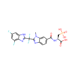 Cn1c(C(F)(F)c2nc3c(F)cc(F)cc3[nH]2)nc2ccc(C(=O)N[C@@H](CP(=O)(O)O)C(=O)O)cc21 ZINC000003587609