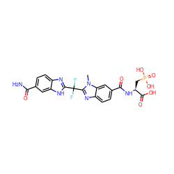 Cn1c(C(F)(F)c2nc3ccc(C(N)=O)cc3[nH]2)nc2ccc(C(=O)N[C@@H](CP(=O)(O)O)C(=O)O)cc21 ZINC000003587678