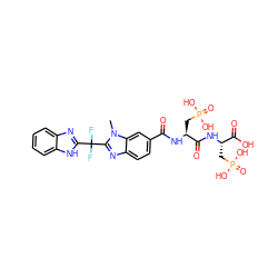 Cn1c(C(F)(F)c2nc3ccccc3[nH]2)nc2ccc(C(=O)N[C@@H](CP(=O)(O)O)C(=O)N[C@@H](CP(=O)(O)O)C(=O)O)cc21 ZINC000026839806