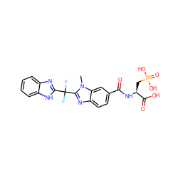 Cn1c(C(F)(F)c2nc3ccccc3[nH]2)nc2ccc(C(=O)N[C@@H](CP(=O)(O)O)C(=O)O)cc21 ZINC000013860263