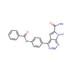 Cn1c(C(N)=O)cc2c(-c3ccc(NC(=O)c4ccccc4)cc3)ncnc21 ZINC000653850087