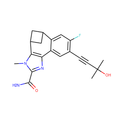 Cn1c(C(N)=O)nc2c1C1CC(C1)c1cc(F)c(C#CC(C)(C)O)cc1-2 ZINC000219502457