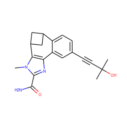 Cn1c(C(N)=O)nc2c1C1CC(C1)c1ccc(C#CC(C)(C)O)cc1-2 ZINC000215773351