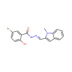 Cn1c(C=NNC(=O)c2cc(Br)ccc2O)cc2ccccc21 ZINC000261102814