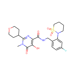 Cn1c(C2CCOCC2)nc(C(=O)NCc2ccc(F)cc2N2CCCCS2(=O)=O)c(O)c1=O ZINC000148451035