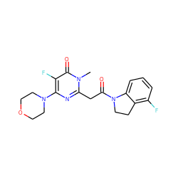 Cn1c(CC(=O)N2CCc3c(F)cccc32)nc(N2CCOCC2)c(F)c1=O ZINC000147109900