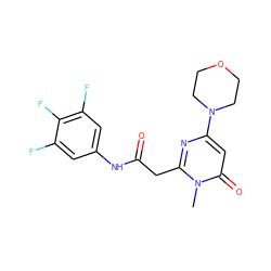 Cn1c(CC(=O)Nc2cc(F)c(F)c(F)c2)nc(N2CCOCC2)cc1=O ZINC000115074196